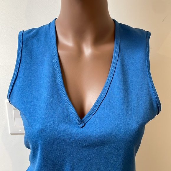 Marie Saint Pierre Monserrate V Neck Tank Top Sleeveless Zipper Blue 2 - Picture 2 of 12